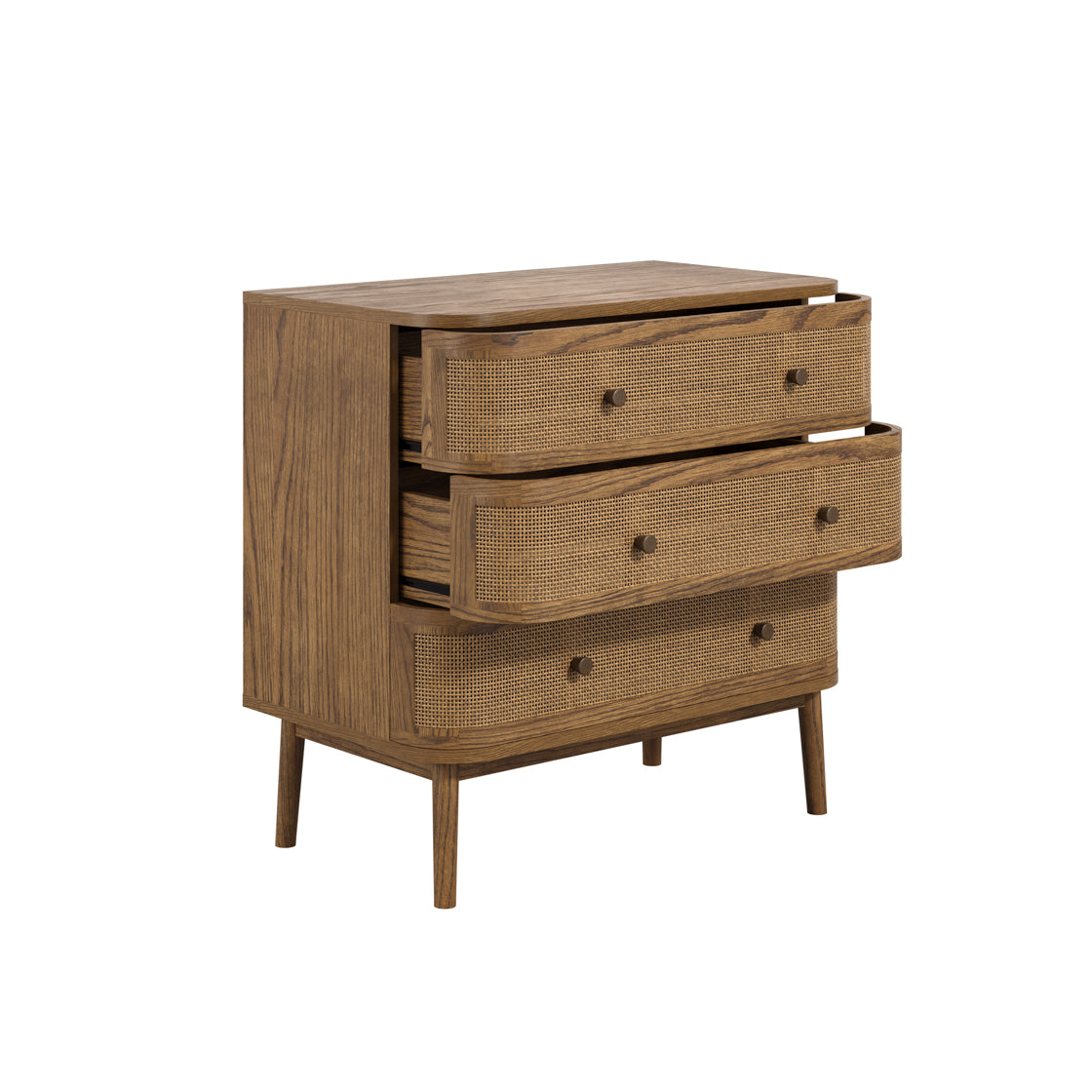 Callie Smoked Wood & Natural Rattan Chest of Drawers | 3 Drawers